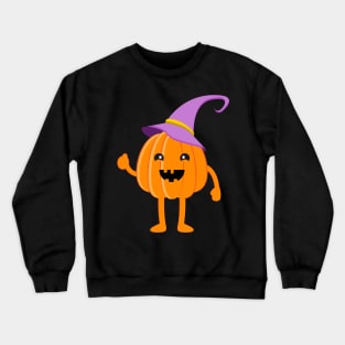 Halloween Pumpkin.Cute Pumpkin in witch hat. Crewneck Sweatshirt